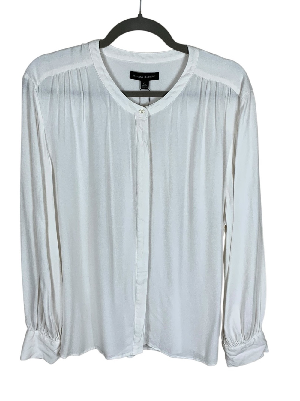 Women's Banana Republic Ivory Long Sleeve Button Up Poet Top Size XL Flowy